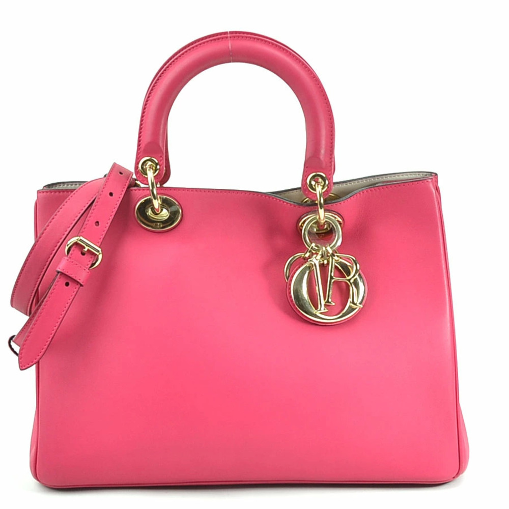 Christian Dior 2way Shoulder Bag Diorissimo leather pink